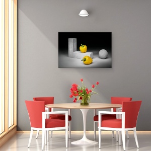 Tablou canvas - Ardei Galbeni, Piper, Geometric, Bucatarie, Natura Moarta, 80 x 120 cm - Img 4