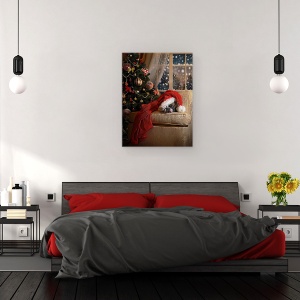 Tablou canvas - Asteptandu-L Pe Mos Craciun, Caine, Bulldog, Zapada, 75 x 100 cm - Img 3