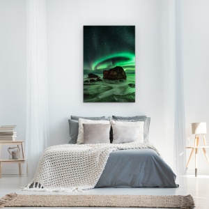 Tablou Canvas - Aurora, Uttakleiv, Aurora, Borealis, Lofoten, Norvegia, Uttakleiv, 60 x 90 cm - Img 3