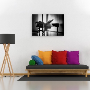 Tablou canvas - Balet, Performanta, Balet, Balerina, Alb-Negru, Pian, 40 x 60 cm - Img 2