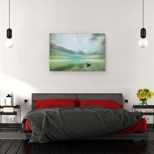 Tablou canvas - Barca, Calm, Singuratic, Apa, Verde, 40 x 60 cm - Img 3