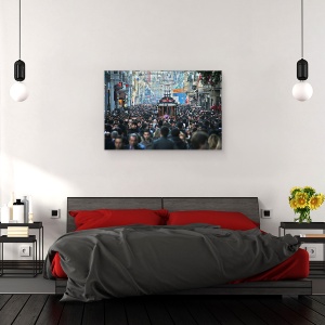 Tablou canvas - Barca Pe Rau, Tramvai, Carucior, Strada, Oameni, Istanbul, 40 x 60 cm - Img 3
