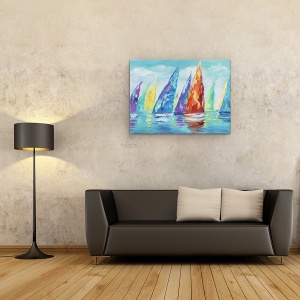 Tablou canvas - Barci Cu Panze, Moderne, Colorate, Pictura, 60 x 80 cm - Img 2