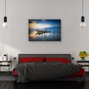 Tablou canvas - Barci, Peisaj, Apa, Apus De Soare, Lumina, 60 x 90 cm - Img 3