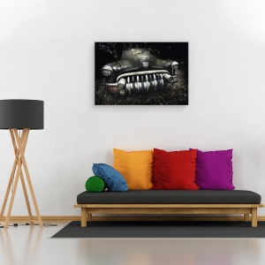 Tablou canvas - Buick, Natura Moarta, Verde, Straniu, Toamna, Degradare, 60 x 90 cm - Img 2