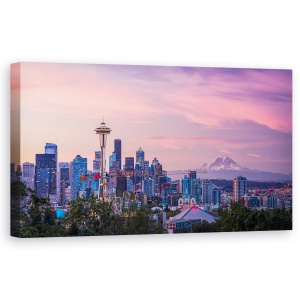 Tablou canvas - Buna Dimineata, Seattle, Cer, Rainier, Rasarit De Soare, Mount Rainer, 50 x 100 cm