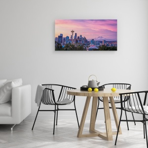 Tablou canvas - Buna Dimineata, Seattle, Cer, Rainier, Rasarit De Soare, Mount Rainer, 50 x 100 cm - Img 4