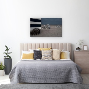 Tablou canvas - Cabina Albastra, Plaja, Cabin, Belgia, 50 x 80 cm - Img 3