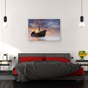 Tablou canvas - Calatorul Intunecat, Naufragiu, Rasarit De Soare, Grecia, Peisaj, Apa, 40 x 60 cm - Img 3