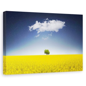 Tablou canvas - Campul ireal Canola, Flori, Copac, Nor, 60 x 90 cm