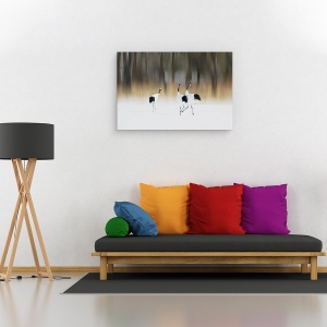 Tablou canvas - Canta Un Cantec De Dragoste, Macara, Pasare, Zapada, Iarna, Dragoste, 40 x 60 cm - Img 2