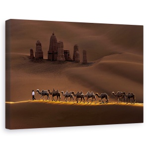 Tablou canvas - Castel si camile, Peisaj, Caravana, Desert, Nisip, 60 x 90 cm