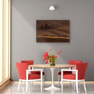 Tablou canvas - Castel si camile, Peisaj, Caravana, Desert, Nisip, 80 x 120 cm - Img 4