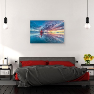 Tablou canvas - Cer De Foc In Groenlanda, Rosu, Navigare, Diskobay, Vis, 80 x 120 cm - Img 3