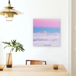 Tablou canvas - Cer Roz, Apus De Soare, Munte, Ceata, 60 x 60 cm - Img 4