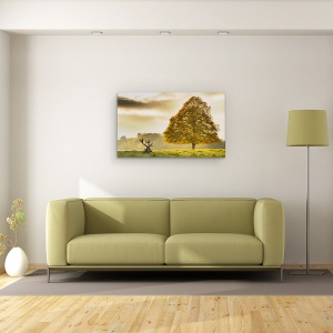 Tablou Canvas - Cerb, Animal, Camp, Peisaj, Copac, Natura, 50 x 80 cm - Img 2