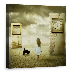 Tablou canvas - Cheia Schelet, Fata, Putin, Pisica, Negru, 90 x 90 cm