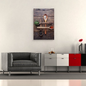 Tablou canvas - Condiment, Mancare, Condimente, Uscat, Linguri, Rustic, Condiment, 60 x 90 cm - Img 2