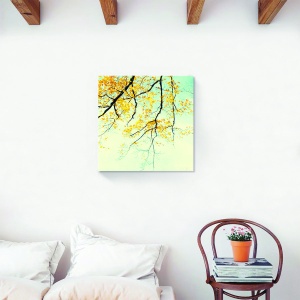 Tablou canvas copac flori galbene 60x60 cm