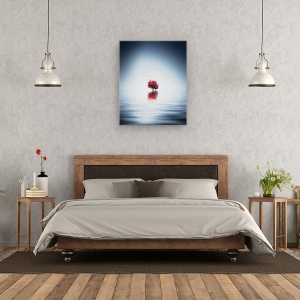 Tablou canvas - Copaci De Toamna Reflectandu-Se In Lacul Albastru, Rosu, Fantezie, 60 x 75 cm - Img 3