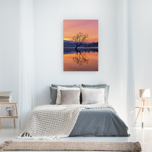 Tablou canvas - Copacul Singuratic Nu E Singuratic, Wanaka, Lac, Reflectie, Pasari, 40 x 60 cm - Img 3