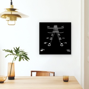 Tablou Canvas - Copilul Meu Nou, Chitara, Instrument, Contrast, Grafic, 90 x 90 cm - Img 4