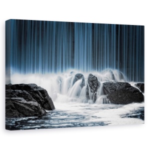 Tablou canvas - Cortina albastra, Peisaj, Cascada, Piatra, Albastru, 80 x 120 cm