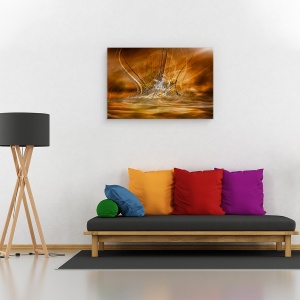 Tablou canvas - Cresterea, Abstract, Apa, Fum, Aur, Stropi, 80 x 120 cm - Img 2