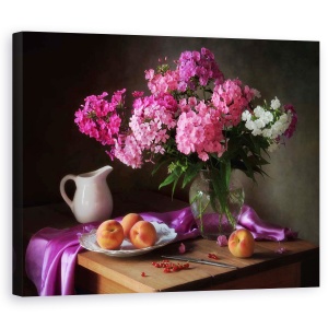 Tablou Canvas - Cu Un Buchet De Phlox Si Piersici, 40 x 50 cm