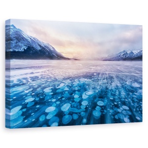 Tablou canvas - Curent De Zapada Peste Lacul Arbraham, Rasarit De Soare, Stancosi, Inghetat, 40 x 60 cm