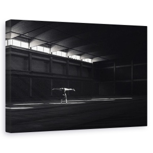 Tablou canvas - Dansand In Lumina, Gimnastica, Alb-Negru, Gimnasta, Acrobat, Acrobatie, 60 x 90 cm