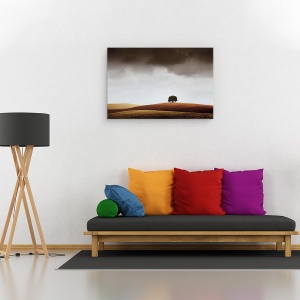 Tablou canvas - Deal, Dealuri, Peisaj, Furtuna, Tunet, Ferma, 60 x 90 cm - Img 2