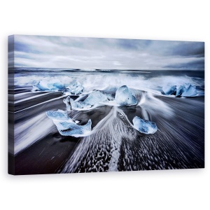 Tablou canvas - Diamante Albastre, Peisaj Marin, Iarna, Flux, Surf, 50 x 80 cm