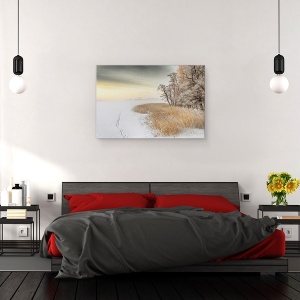 Tablou canvas - Dimineata Cetoasa De Iarna, Peisaj, Rasarit De Soare, Inghet, 60 x 90 cm - Img 3