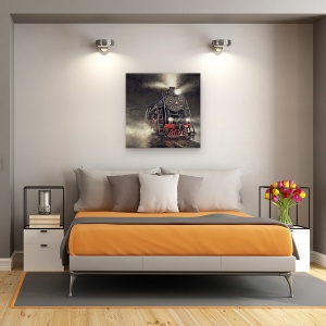 Tablou Canvas - Dincolo De Express, Tren Cu Aburi, Locomotiva, 60 x 60 cm - Img 3