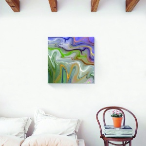 Tablou decorativ abstract multicolor 60x60 cm pe canvas