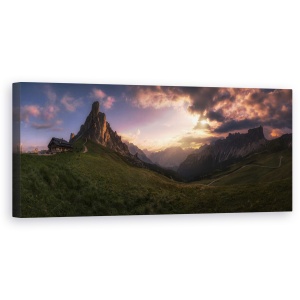 Tablou Canvas - Dolomiti, Panorama, Italia, Apus De Soare, intuneric, Vale, 30 x 90 cm
