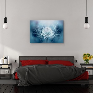 Tablou canvas - Dragoste in ceata, Flori, Primavara, Turcoaz, Albastru, 60 x 90 cm - Img 3