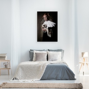 Tablou canvas - Dragul Meu Prieten Sconcs, Vintage, Retro, Pana, Pene, Portret, 60 x 90 cm - Img 3