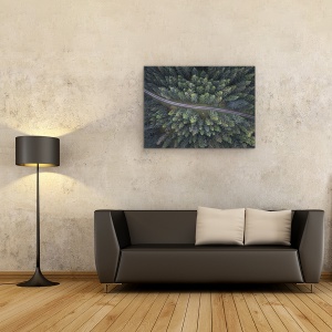 Tablou canvas - Drum Prin Padure, Aerial, Peisaj, Pomi, Copac, Padure, Verde, 60 x 80 cm - Img 2