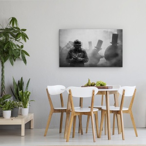 Tablou canvas - Enfarinate, Abur, Palarie, Palarie, Masca De Gaz, 50 x 80 cm - Img 4