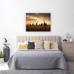 Tablou canvas - Familie, Girafa, Girafe, Apus De Soare, Peisaj, Salbatic, 50 x 70 cm - Img 3
