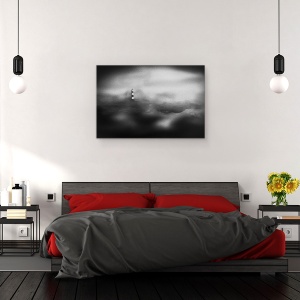 Tablou canvas - Far, Alb-Negru, Cereale, Granulat, Maritim, 40 x 60 cm - Img 3
