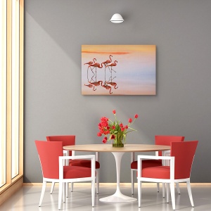 tablou decorativ flori pasare pe canvas