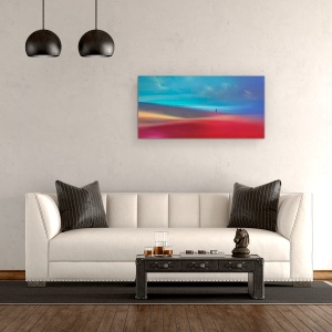 Tablou Canvas - Fata, Cer, Abstract, Peisaj, Colorat, Rosu, 50 x 100 cm - Img 2