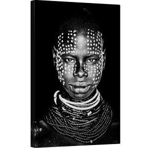 Tablou canvas - Femeie Din Tribul Karo, Africa, Ethiopia, Portret, Intunecos, 60 x 90 cm