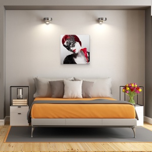 Tablou canvas - Floare Si Sange, Portret, Par Rosu, Buze, Gura, 90 x 90 cm - Img 3
