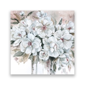 Tablou Canvas - Floral, Flori, Bujori, Buchet, Alb, 60 x 60 cm