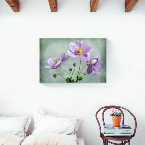 Tablou decorativ floral roz pe canvas 60x90 cm