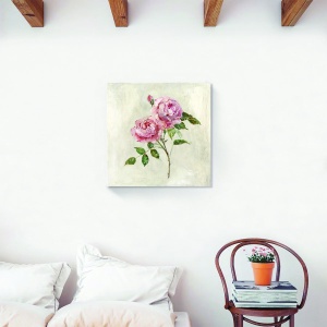 Tablou decorativ floral canvas cu trandafiri roz 60x60cm